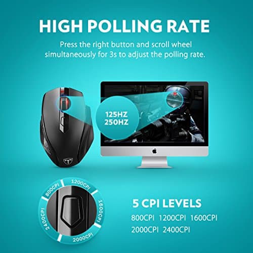 VicTsing Full Size Wireless Mouse with Nano USB Receiver, 5 Adjustable Cpi Levels, 6 Buttons for Notebook, PC, Laptop, Computer, MacBook-Black image