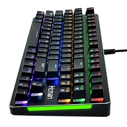 Hcman Mechanical Keyboard 87 Key Compact Gaming Keyboard,21 LED Backlit Modes, Blue Switches USB Wired Keyboard for Computer PC & Mac Gamers (Black) image