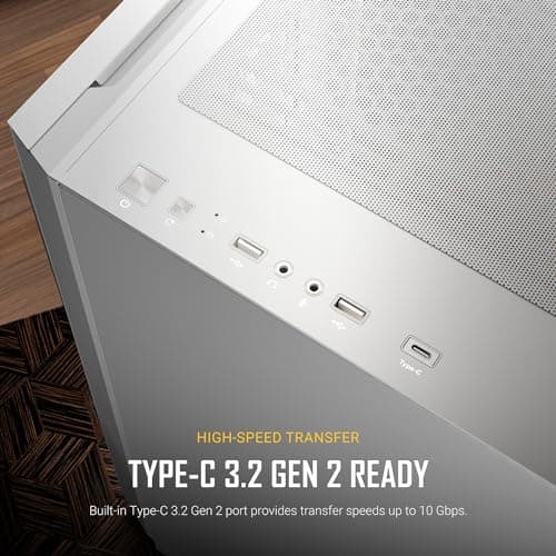 Antec P20C ATX Mid Tower White with Tempered Glass Side Panel and USB 3.2 Gen 2 Type-C, USB 3.2 Gen 1 Type-A image