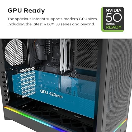 Montech HS01 ATX Mid Tower White with Tempered Glass Side Panel and USB 3.2 Gen 2 Type-C, USB 3.2 Gen 1 Type-A image