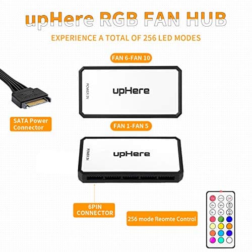 upHere RGB Series Case Fan, Wireless RGB LED 120mm Fan,Quiet Edition High Airflow Adjustable Color LED Case Fan for PC Cases-5 Pack,RGB123-5 image