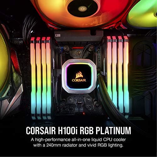 Corsair Hydro Series H100i RGB PLATINUM Extreme Performance Liquid CPU Cooler, Mounting kit for most modern CPU sockets, Two ML PRO RGB Series PWM 140mm fans, Fan and radiator mounting screws, USB 2.0 motherboard header cable, Thermal compound (pre-applied), Quick Start Guide image