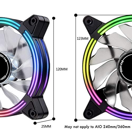 EZDIY-FAB 120mm Rainbow RGB LED Fans for CPU Fan, LED Effect Case Fan for Computer Cooling-3pack image