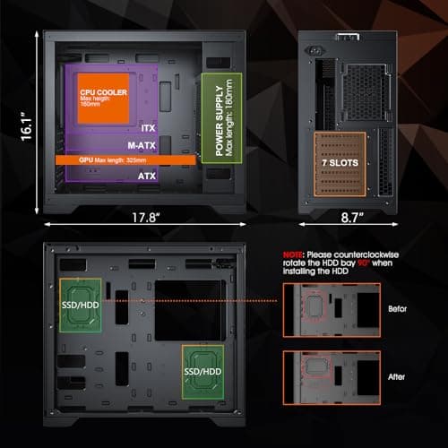 Vetroo AL-MESH-7C ATX Mid Tower Black Tempered Glass Side Panel and USB 3.2 Gen 2 Type-C / USB 3.2 Gen 1 Type-A image