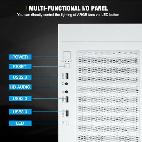 Vetroo AL600 ATX Mid Tower White Tempered Glass image