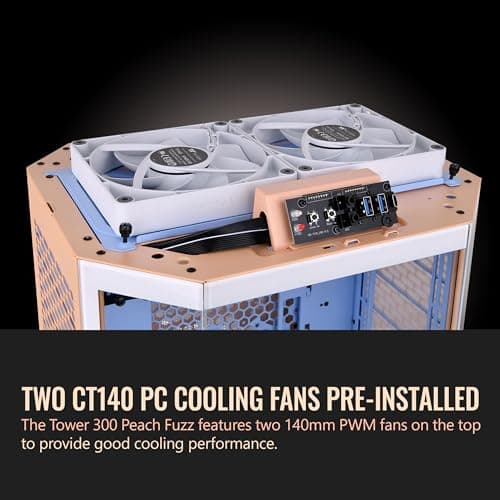 Thermaltake The Tower 300 MicroATX Mini Tower Tempered Glass Side Panel - Peach Fuzz image