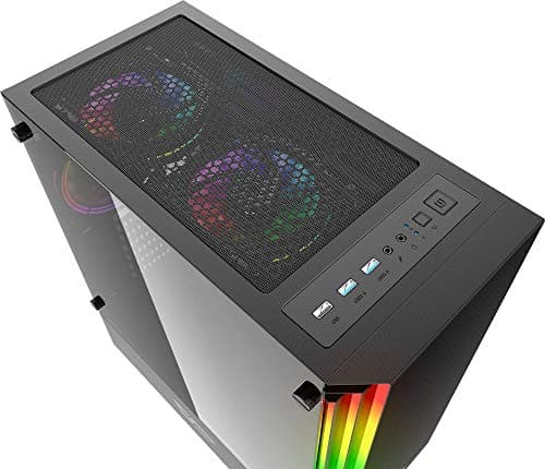 darkFlash J11 Black ATX Mid-Tower Desktop Computer Gaming Case USB 3.0 Ports Tempered Glass Windows with 1pcs 120mm LED MR12 RGB Fan Pre-Installed image