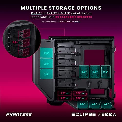 Phanteks ECLIPSE G500A ATX Mid Tower Black Tempered Glass Side Panel DRGB image