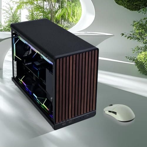 Lian Li A3-mATX Micro ATX Mini Tower Black / Brown Wood with Tempered Glass Side Panel image