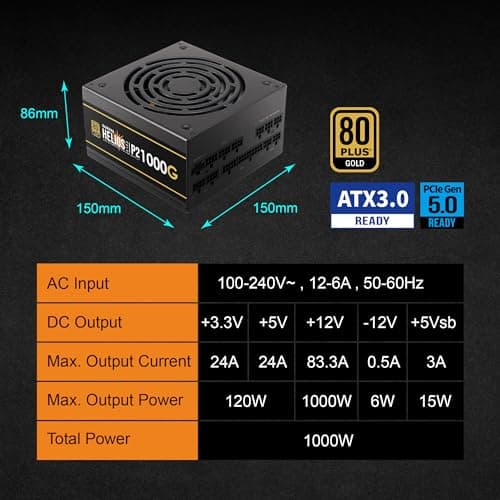 GAMDIAS HELIOS P2-1000G Black 1000W Non-Modular 80+ Gold image