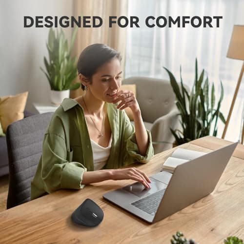 iClever Vertical Mouse - Ergonomic Mouse Wireless 6 Buttons with Adjustable DPI 1000/1600/2000/2400 Comfortable 2.4G Optical Ergo Mouse for Laptop, Computer, Desktop, Windows, Mac OS image