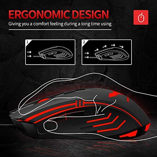 Havit Gaming Mouse RGB Wired,6 Adjustable DPI(800-1600-2400-3200-4800-6400) USB Ergonomic Computer Mice with 6 Buttons for Laptop PC Gaming (RGB) image