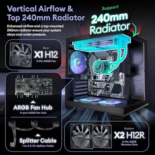 Okinos Mirage 4 Micro ATX Mini Tower Black with Tempered Glass Side Panel, USB 3.2 Gen 2 Type-C, USB 3.2 Gen 1 Type-A image