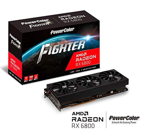 PowerColor Fighter AMD Radeon RX 6800 Gaming Graphics card with 16GB GDDR6 Memory, Powered by AMD RDNA 2, Raytracing, PCI Express 4.0, HDMI 2.1, AMD Infinity Cache image