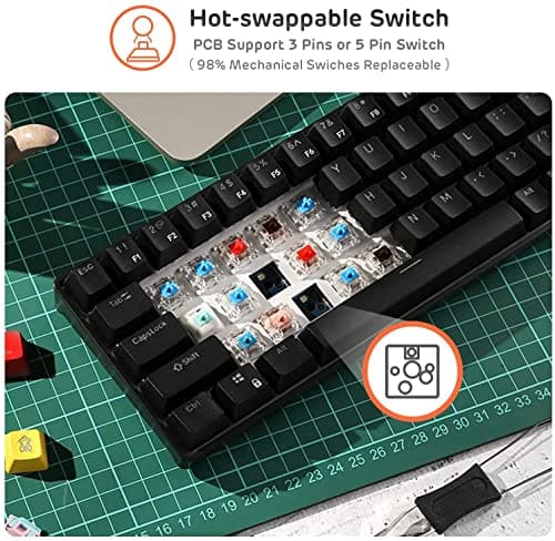 RK Royal Kludge RK61 RK Blue Bluetooth/Wireless/Wired Mini Mechanical Keyboard image