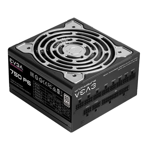 EVGA SuperNOVA 750 P6, 80 Plus Platinum 750W, Fully Modular, Eco Mode with FDB Fan, 10 Year Warranty, Includes Power ON Self Tester, Compact 140mm Size, Power Supply 220-P6-0750-X1 image