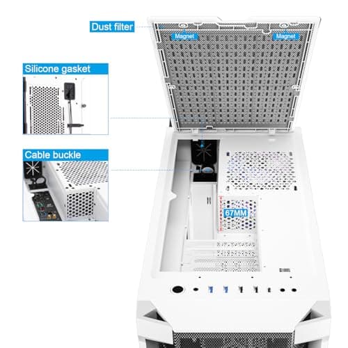 Segotep Phoenix T1 ATX Mid Tower White with Tempered Glass Side Panel and Front I/O: USB 3.2 Gen 2 Type-C, USB 3.2 Gen 1 Type-A, USB 2.0 Type-A image