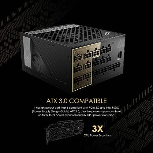 MSI MEG Ai1000P PCIE5 Black / Copper ATX 1000W Fully Modular 80+ Platinum Certified image