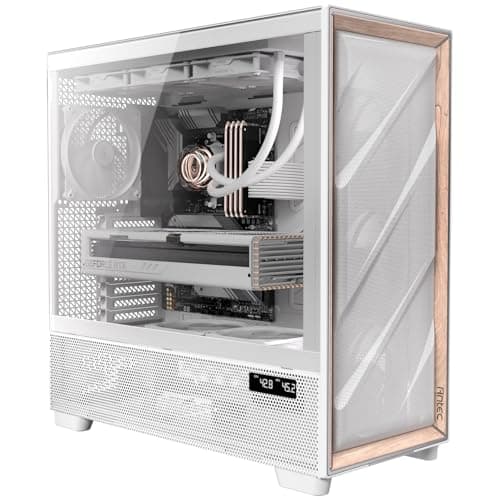 Antec FLUX PRO ATX Full Tower White / Brown Tempered Glass Side Panel, USB 3.2 Gen 2 Type-C, USB 3.2 Gen 1 Type-A image