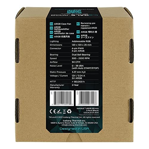 Iceberg Thermal IceGALE 120mm Black / Teal ARGB PWM 94 CFM 3-Pack image