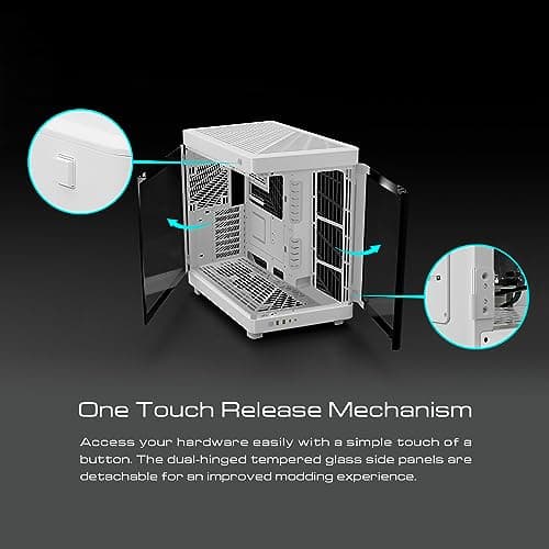 GAMDIAS NESO P1 ATX Full Tower White with Tempered Glass Side Panel and Front Panel: USB 3.2 Gen 2 Type-C, USB 3.2 Gen 1 Type-A image