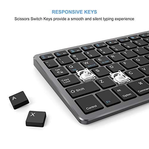 Bluetooth Keyboard, Jelly Comb Rechargeable Slim BT Wireless Keyboard with Number Pad Full Size Design for Laptop Desktop PC Tablet, Windows iOS Android-Gray image