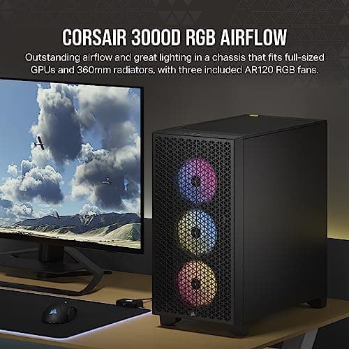 Corsair 3000D ATX Mid Tower Black RGB AIRFLOW Tempered Glass image