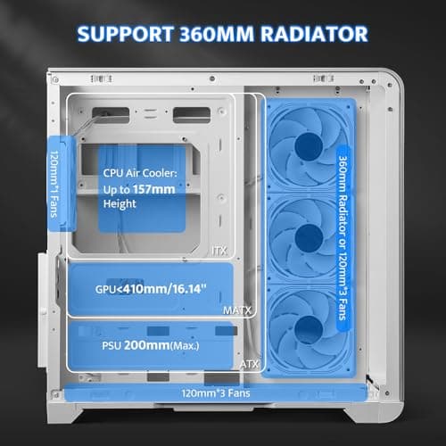 darkFlash L280 ATX Mid Tower White with Tempered Glass Side Panel and USB 3.2 Gen 1 Type-A USB 2.0 Type-A Front Panel image