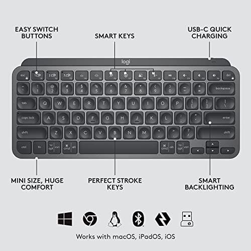 Logitech MX Keys Bluetooth/Wireless/Wired/Wired Mini Keyboard With Laser Mouse image