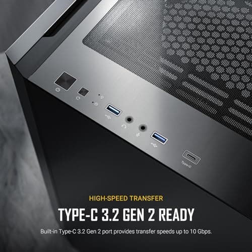 Antec P20C ATX Mid Tower Black Tempered Glass Side Panel USB 3.2 Gen 2 Type-C USB 3.2 Gen 1 Type-A image