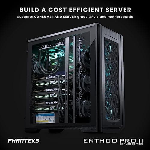 Phanteks Enthoo Pro 2 Server Edition ATX Full Tower Black with Tempered Glass Side Panel and USB 3.2 Gen 2 Type-C, USB 3.2 Gen 1 Type-A image