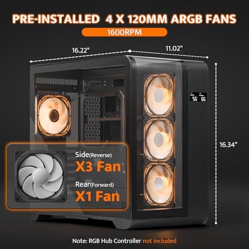 darkFlash L280 ATX Mid Tower Black with Tempered Glass Side Panel and Front USB 3.2 Gen 1 Type-A, USB 2.0 Type-A image