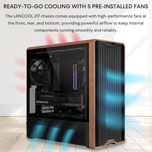 Lian Li LANCOOL 217 ATX Mid Tower Black / Brown with Tempered Glass Side Panel and USB 3.2 Gen 2 Type-C USB 3.2 Gen 1 Type-A image