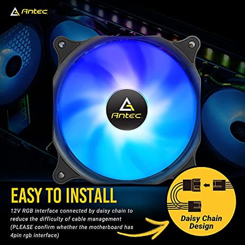 Antec 120mm RGB Case fan, RGB High Performance PC Fan, 4-pin RGB, F12 Series, 3 Packs image