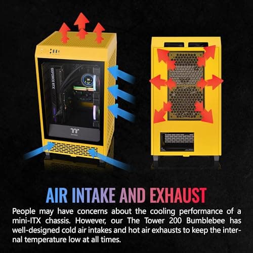 Thermaltake The Tower 200 Mini-ITX Tower Bumblebee Tempered Glass Side Panel image
