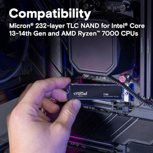 Crucial T705 1TB PCIe Gen5 NVMe M.2 SSD with Heatsink image