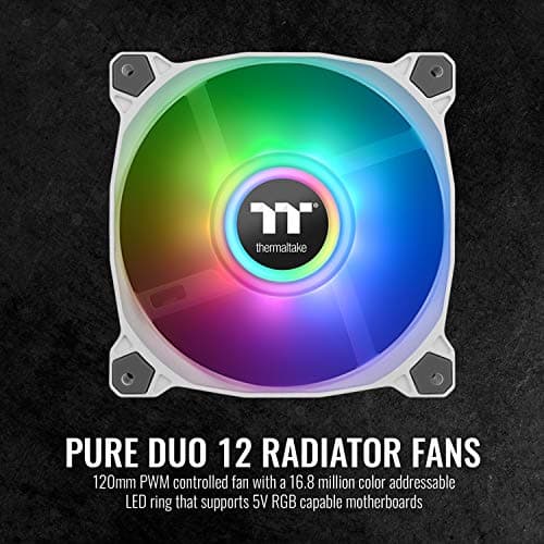Thermaltake Pure Duo 120mm White 56.51 CFM PWM Addressable RGB 2-Pack image