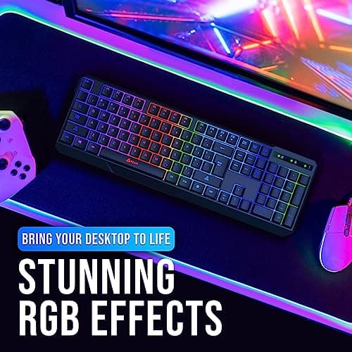 KLIM Chroma Wireless Gaming Keyboard + Slim, Durable, Ergonomic, Quiet, Waterproof, Silent Keys + Backlit Wireless Keyboard for PC PS4 Xbox One Mac + Teclado Gamer + New 2020 Version + Black image