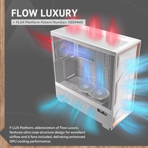 Antec FLUX PRO ATX Full Tower White / Brown Tempered Glass Side Panel, USB 3.2 Gen 2 Type-C, USB 3.2 Gen 1 Type-A image