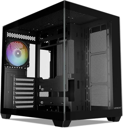 Vetroo AL900 ATX Mid Tower Black Tempered Glass Side Panel USB 3.2 Gen 1 Type-A USB 2.0 Type-A main image