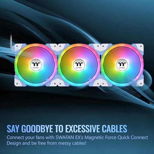 Thermaltake SWAFAN EX12 120mm Blue / White Addressable RGB PWM 57.11 CFM 3-Pack image