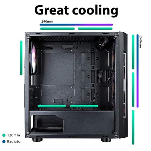 CiT Flash Micro ATX Mid Tower Black with Tempered Glass Side Panel and USB 3.2 Gen 1 Type-A, USB 2.0 Type-A image