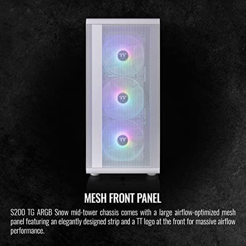 Thermaltake S200 ATX Mid Tower White Tempered Glass Side Panel ARGB image