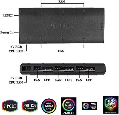 upHere T7SYC7 120mm Black Addressable RGB PWM 6-Pack image