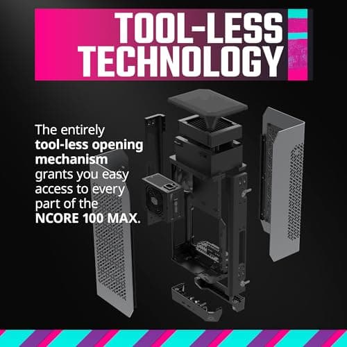 Cooler Master NCORE 100 MAX Mini-ITX Tower Silver Mesh Side Panel, 850W Power Supply image