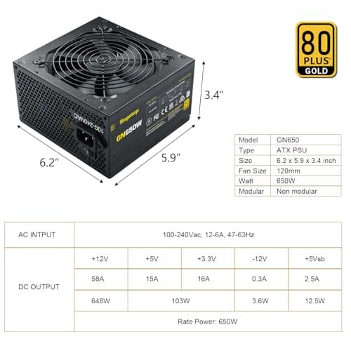 Segotep GN Black ATX 650W Non-Modular 80+ Gold Certified image