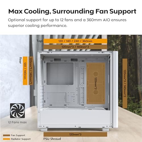 Montech XR Wood ATX Mid Tower Black / Brown Tempered Glass Side Panel image