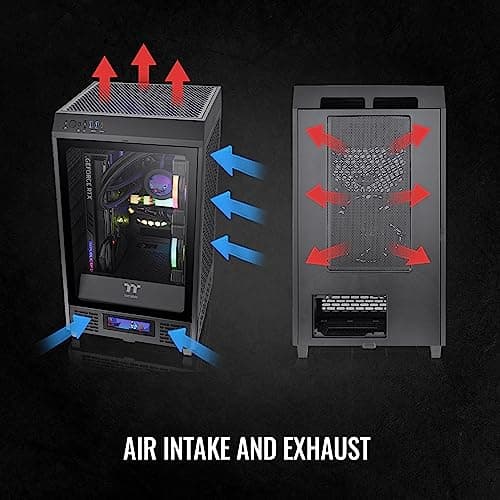 Thermaltake The Tower 200 Mini-ITX Tower Black with Tempered Glass Side Panel and USB 3.2 Gen 2 Type-C image