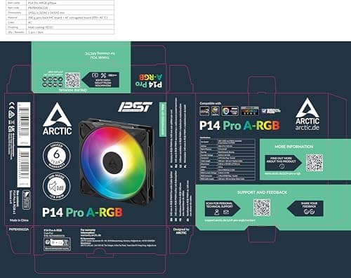 ARCTIC P14 Pro 140mm Black PWM Addressable RGB 110 CFM image