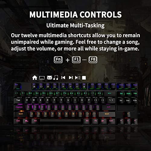 STOGA Mechanical Gaming Keyboard, Anti Ghosting USB Wired Gaming Keyboard with 87 Keys, Alloy Base, 10 Kinds of Backlight Modes LED Backlit image